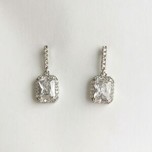 🆕 Emerald Cut Cz Cubic Zirconia  dangle earrings